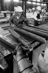 Ingots of newly minted copper at Phelps Dodge Smelter Douglas Arizona, smelting copper