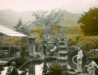 Fishing Day in the Dainichi Garden - Do in Nikko, circa 1900 - 1915