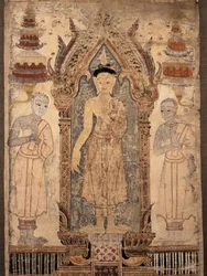 Banner Depicting Buddha with Disciples, Early 19th Century