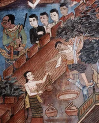 Detail from a mural in the Viharn laikam at Wat Phra Singh