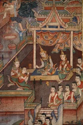 Detail from a mural in the Viharn laikam at Wat Phra Singh