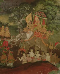 King Sanjaya on an Elephant, Wat Suwannaram, Dhonburi