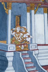 Mural Depicting Scenes from the Ramayana at Wat Phra Kaeo, the Royal Grand Palace, Bangkok, Thailand