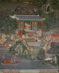 Scene with Chinese Influence, Sala Geng, Wat Bowonniwet Vihara, Bangkok