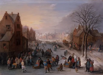 A Wintertownscape with numerous Figures