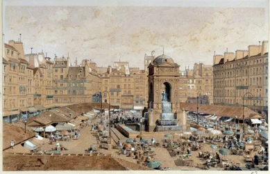 View of the Marche and Fountain of the Innocents in Paris in the 19th Century