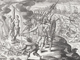 Execution of Two Payagua Indians Accused of Killing Juan de Ayolas