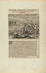Ten Spaniards Oppressed, Robbed, and Slaughtered by Indians (from book, Americae, parts seven and eight)