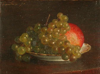 Grapes and an apple