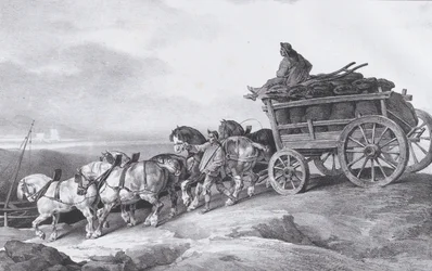 Coal Wagon Drawn by Horses