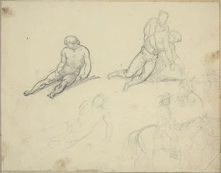 Sketches: Reclining Nude, Man Supporting the Body of
