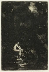 A Nymph Bathing, Moonlight