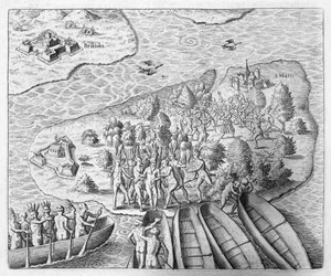 Hans Staden Captured by Tupinamba Indians during His Voyage to Brazil, 1552, from 