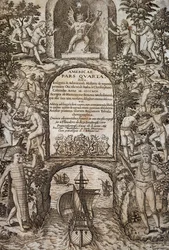 West Indies or America, frontispiece, engraving by Theodor de Bry