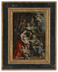 The Holy Family with Saint Anne, other Saints and Angels