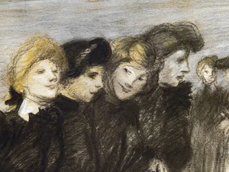 The Exit of the Midinettes (detail) (before 1907)