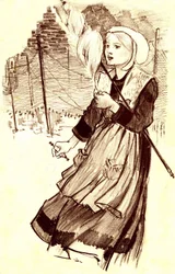 Young villager - spinner - drawing (detail) by Steinlen to illustrate the song 