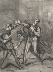 Villain, thou diest: plate 10 from Othello Act 5, Scene 1, etched 1844, reprinted 1900