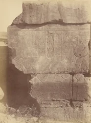 Close-up View of Hieroglyphic Inscriptions and Sculptures, Karnak