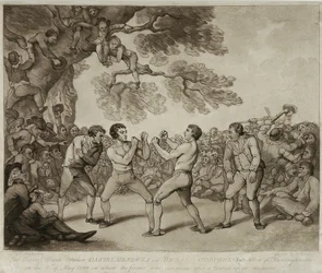 The Boxing Match between Daniel Mendoza and Richard Humphreys at Stilton, Huntingdonshire, 6th May 1789, Engraved by Joseph Grozer