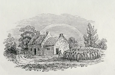 Cockfight Outside an Inn, c.1801, from ‘Landbirds’, published 1805