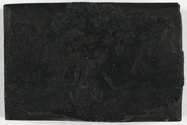 Woodblock for Woman Picking Flowers
