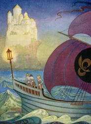 The Knight Perceval Approaches Camelot by Sea
