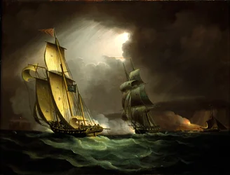 A Smuggler Chased by a Brig