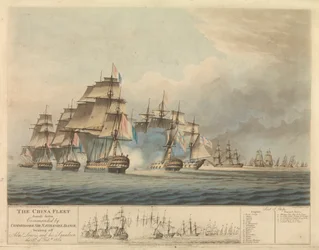 The heavily loaded Chinese fleet, commanded by Commodore Nathaniel Dance, forced the French admiral Charles de Durand and his squadron to retreat on February 15