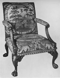 Chippendale Mahogany Arm-Chair with Needlework Upholstery