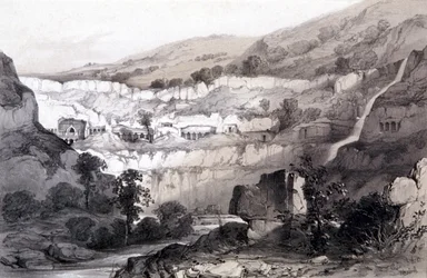 View of Caves, Ajunta, India, 1844