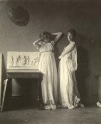 Two Female Models in Classical Costume with Eakins