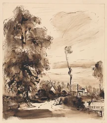 A Country Lane with Cottages