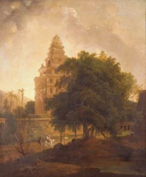 Travellers on a Path by the Kalyan Mahal, Gingee, Tamil Nadu