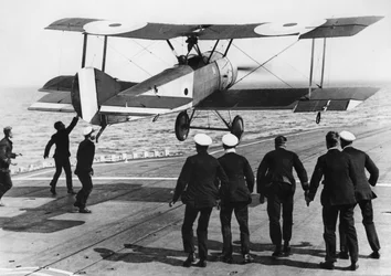 Squadron Commander Edwin Dunning Landing a Sopwith Pup on Board HMS Furious