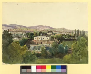 View from Döbling of the Kahlengebirge and the Villa of Baron Johann von Lang (Nußwaldgasse 19 or 22)