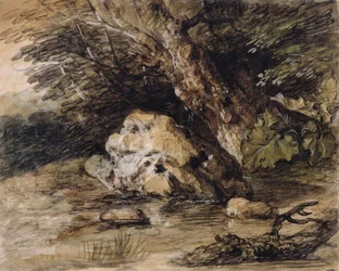 A Hilly Landscape with Figures Approaching a Bridge, c.1763