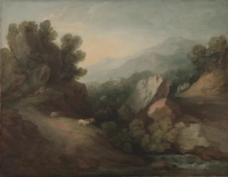 Rocky, Wooded Landscape with a Dell and Weir