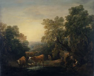 Rocky landscape with Hagar and Ishmael