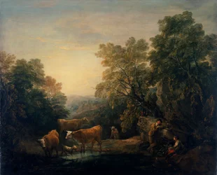 Rocky Wooded Landscape with Rustic Lovers, 1771-74