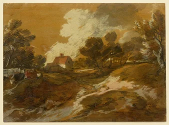 Wooded Landscape with a Cottage and Cows