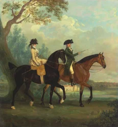 Marcia Pitt and Her Brother George Pitt, Later Second Baron Rivers, Riding in the Park at Stratfield Saye House, Hampshire