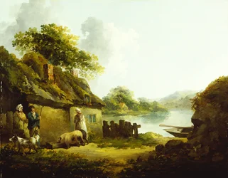 A Gypsy Family Outside a Barn in a Landscape
