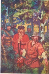 The Sheriff with his company kept close to Robin