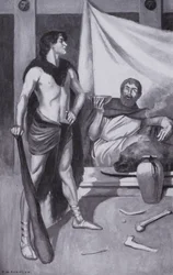 Theseus stood and called him
