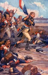 With Cheers They Followed Him Under the Deadly Fire