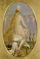 Fairy seated on a Mushroom