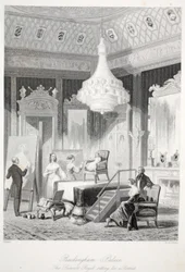 Buckingham Palace - The Princess Royal sitting for a Portrait, from London Interiors with their Costumes and Ceremonies