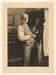 Untitled [Man preparing to shave]