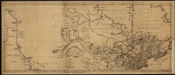 A map of Canada and the north part of Louisiana with the adjacent countries